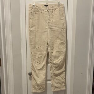 J. Crew cream, corduroy pants.
